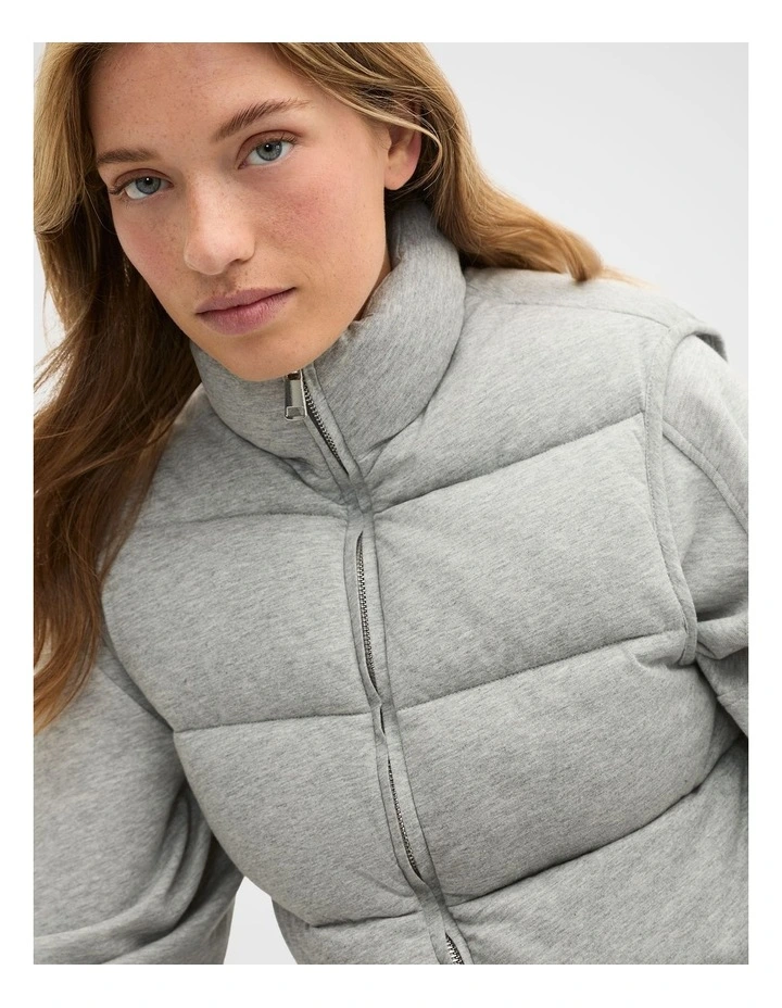 Quilted Jersey Vest in Pale Slate Marle image 3