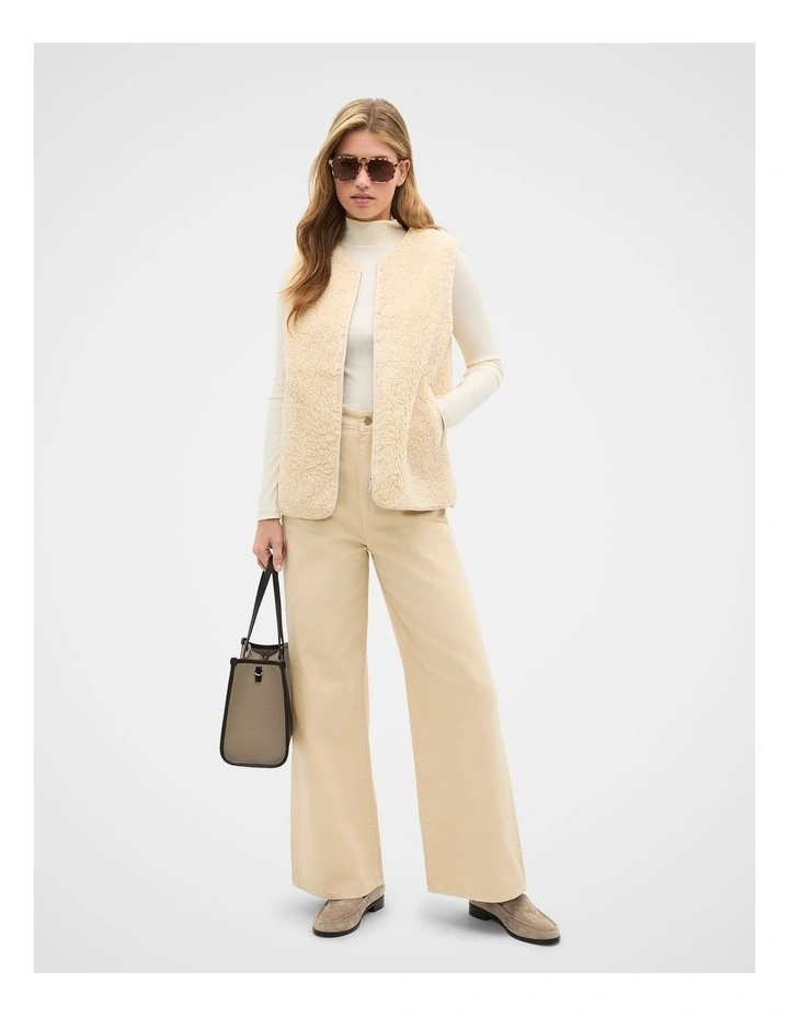 Shearling Vest in Vanilla Cream image 3