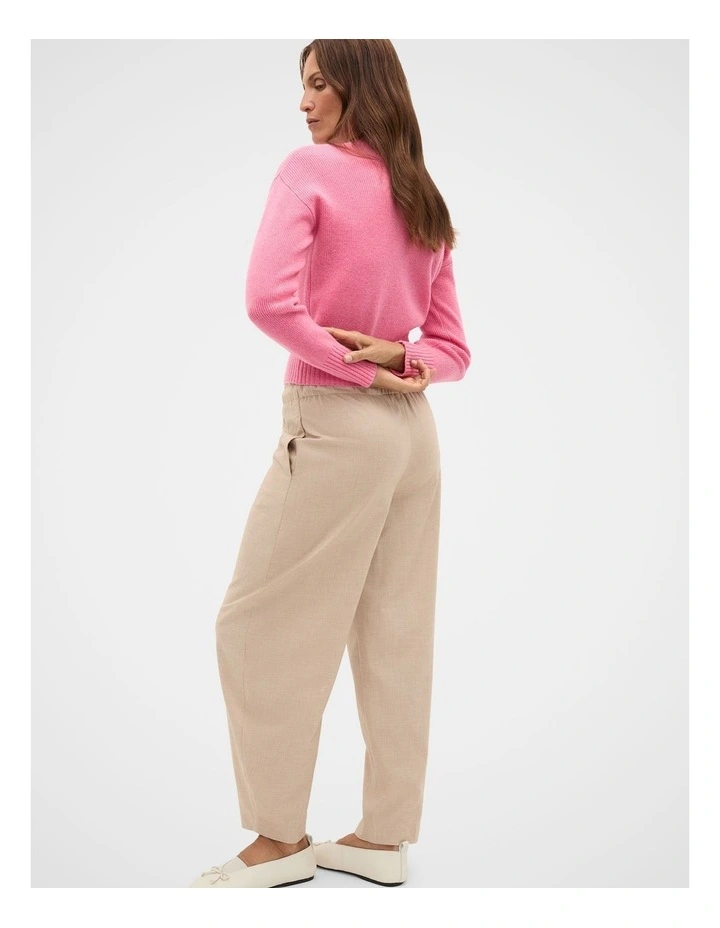 Merino Button Up Knit Cardigan in Bubblegum Pink Marle image 2