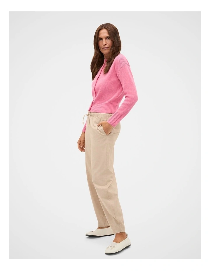 Merino Button Up Knit Cardigan in Bubblegum Pink Marle image 4