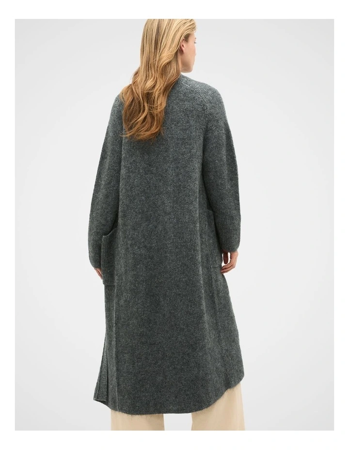 Mohair Blend Longline Cardigan in Charcoal Marle image 2