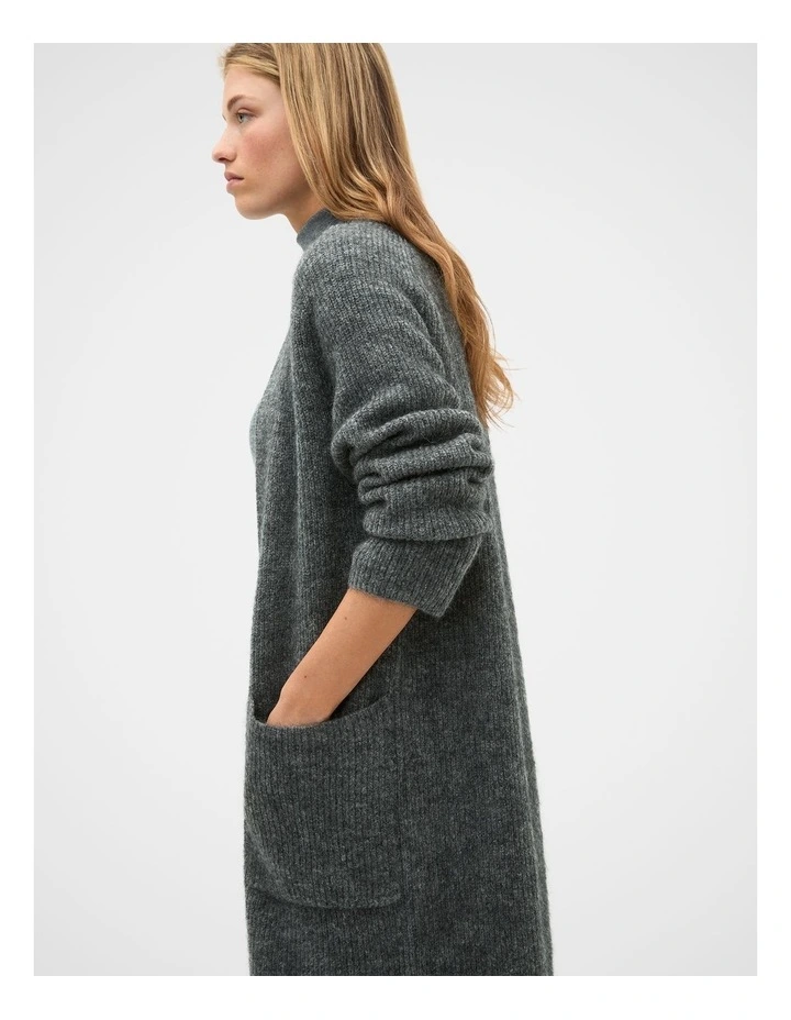 Mohair Blend Longline Cardigan in Charcoal Marle image 3