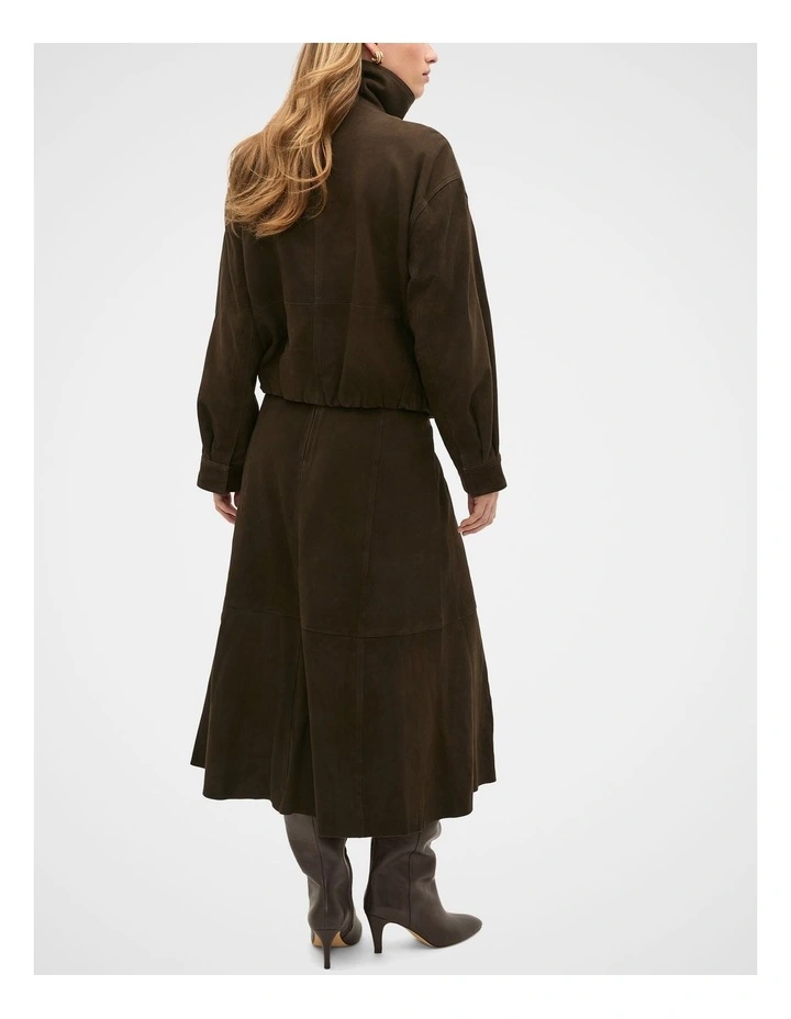 Suede Bomber Jacket in Coffee Bean image 2