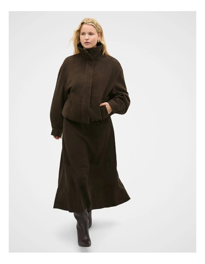 Suede Bomber Jacket in Coffee Bean image 6