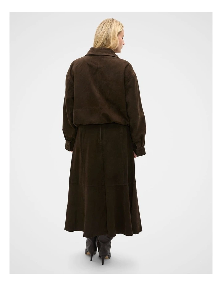 Suede Bomber Jacket in Coffee Bean image 7