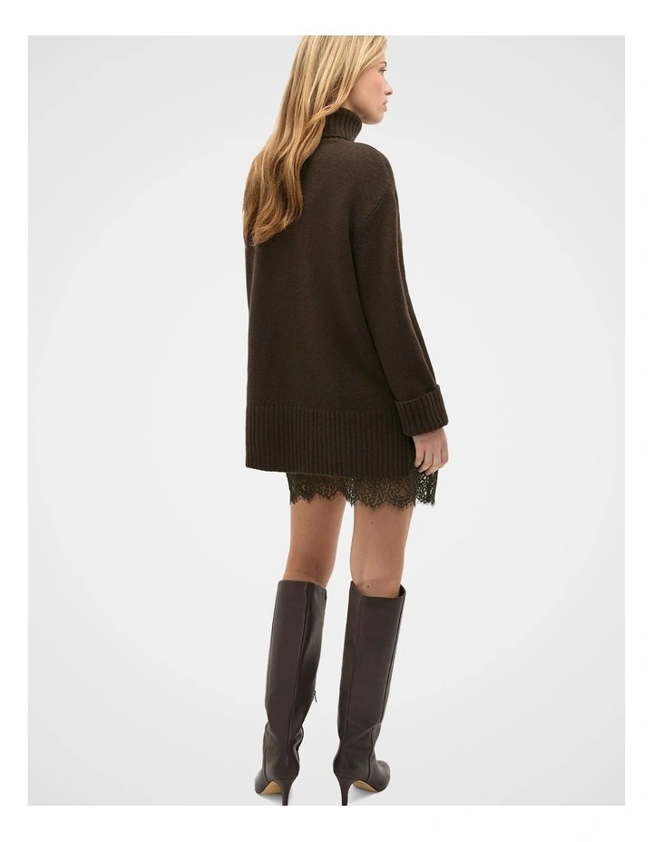 Australian Merino Oversized Roll Neck in Coffee Bean image 2