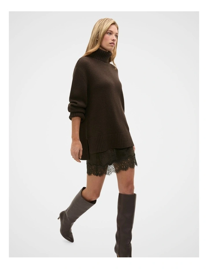 Australian Merino Oversized Roll Neck in Coffee Bean image 3