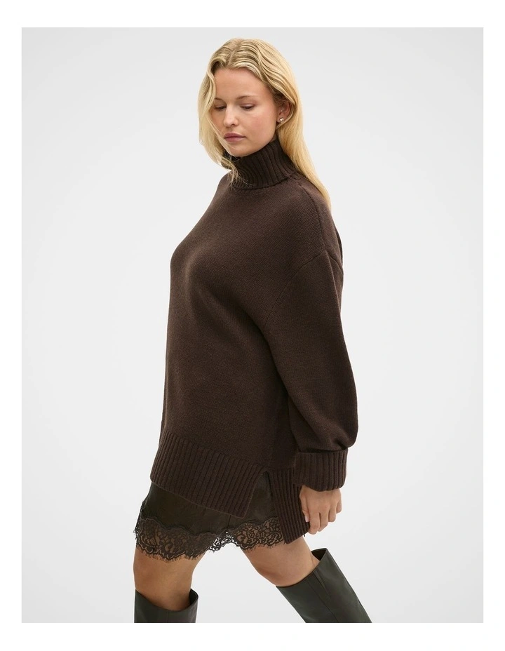 Australian Merino Oversized Roll Neck in Coffee Bean image 6
