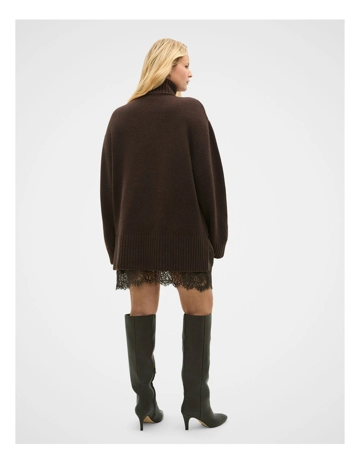 Australian Merino Oversized Roll Neck in Coffee Bean image 7