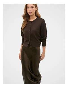 Australian Merino Relaxed Cardigan in Coffee Bean