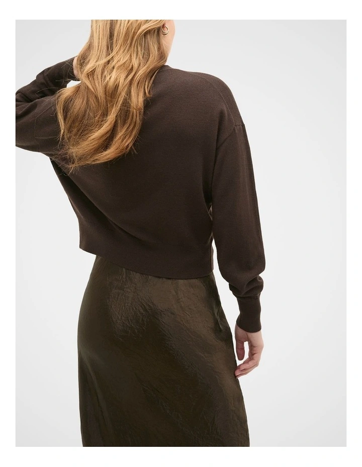 Australian Merino Relaxed Cardigan in Coffee Bean image 2