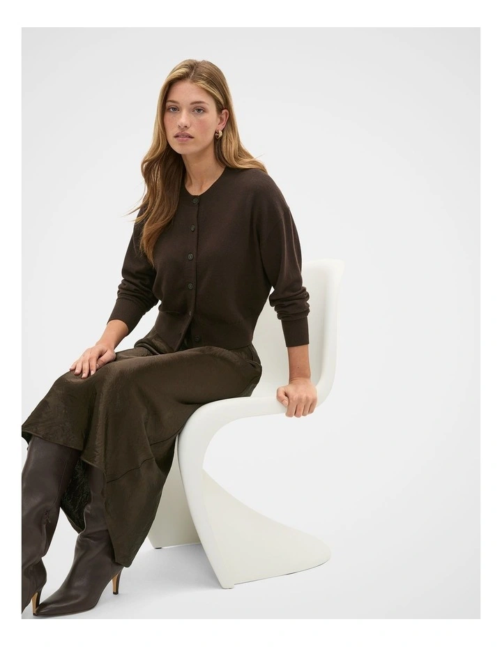 Australian Merino Relaxed Cardigan in Coffee Bean image 3