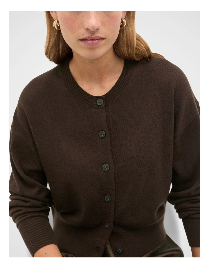Australian Merino Relaxed Cardigan in Coffee Bean image 4