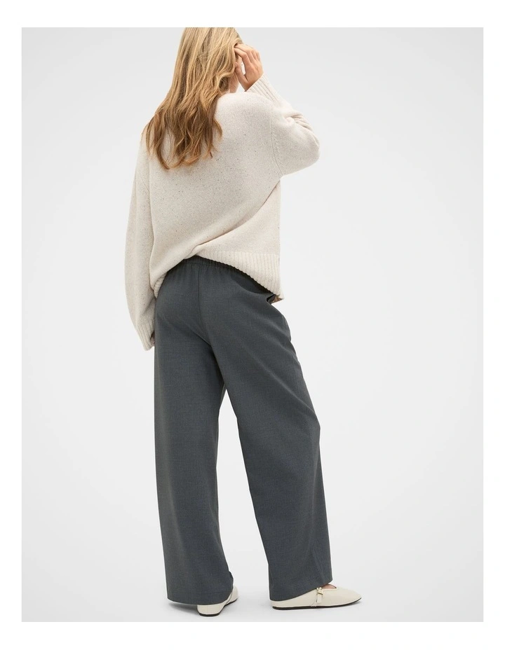 Elasticated Straight Leg Pant in Charcoal Crossdye image 2