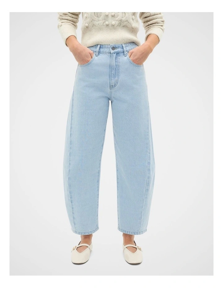 Barrel Leg Jean in Ice Blue Denim image 1