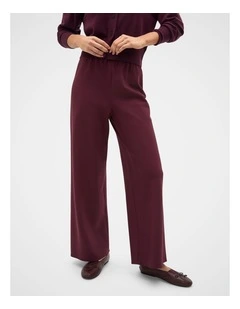 Easy Wide Leg Pant in Plum Red