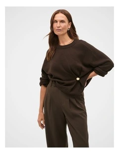 Clasp Detail Gathered Knit in Coffee Bean