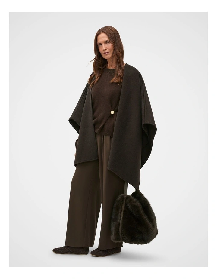 Clasp Detail Gathered Knit in Coffee Bean image 3