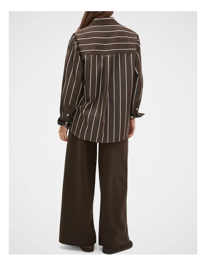 Stripe Cotton Oversized Shirt in Coffee Bean Stripe image 2