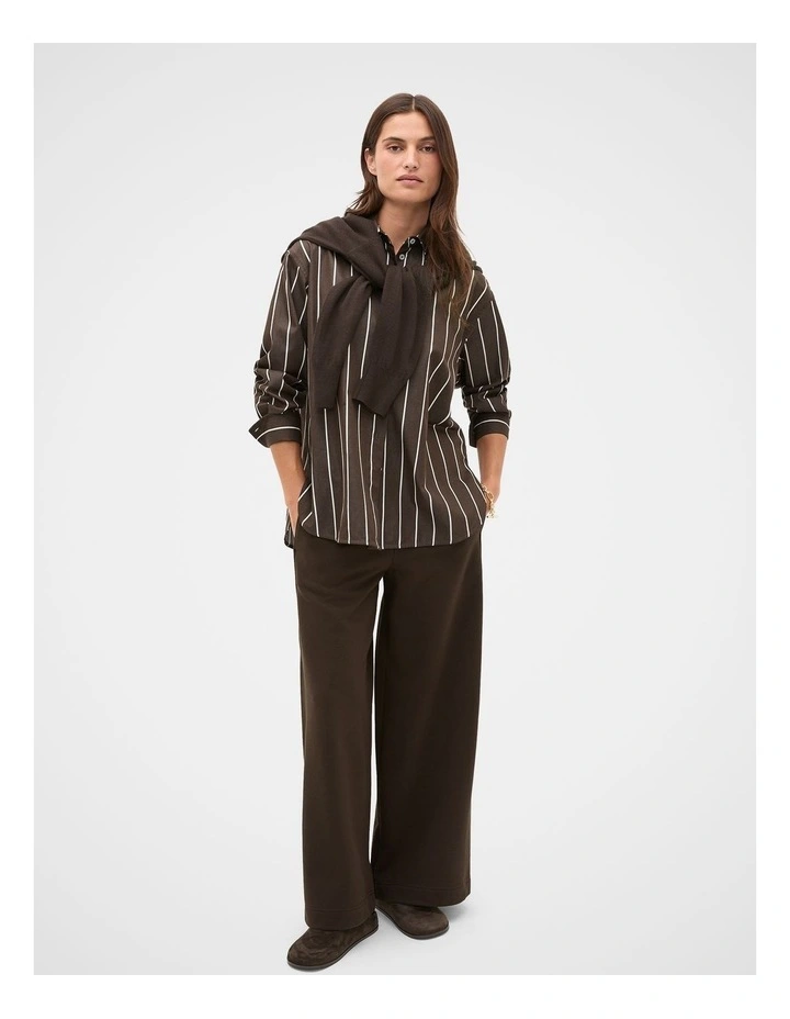 Stripe Cotton Oversized Shirt in Coffee Bean Stripe image 4