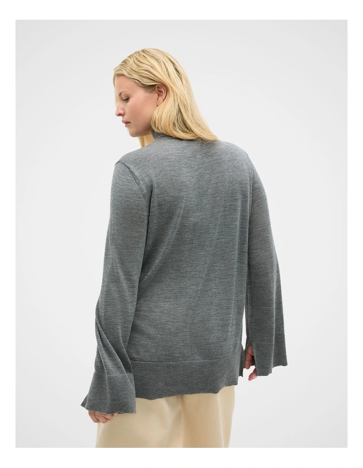 Fine Merino Mock Neck Knit in Charcoal Grey Marle image 2