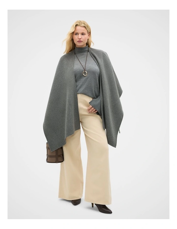 Fine Merino Mock Neck Knit in Charcoal Grey Marle image 3