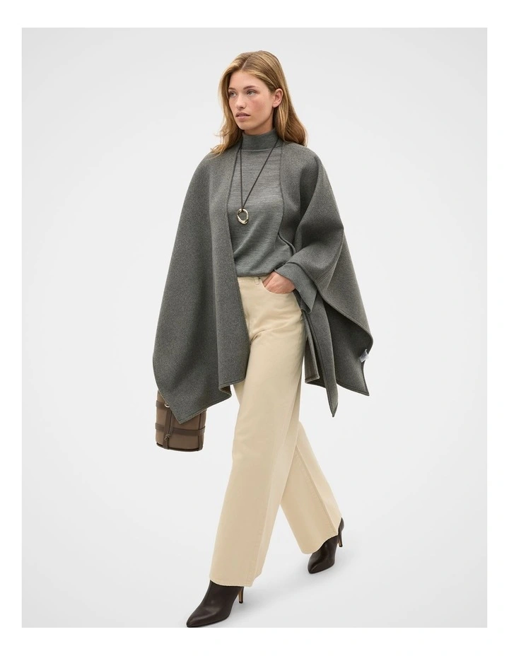 Fine Merino Mock Neck Knit in Charcoal Grey Marle image 4