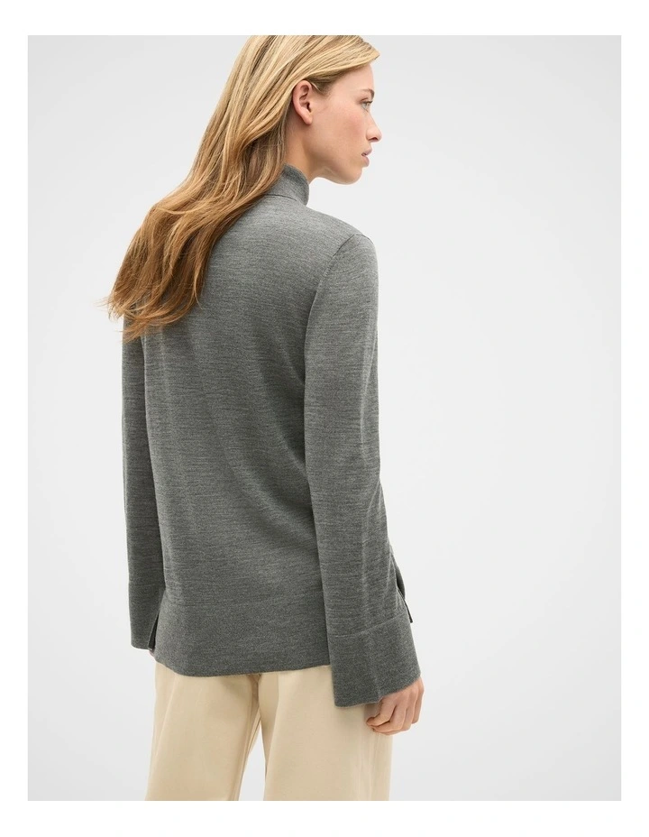 Fine Merino Mock Neck Knit in Charcoal Grey Marle image 6