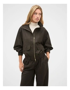 Mini Check Bomber Jacket in Coffee Bean Check