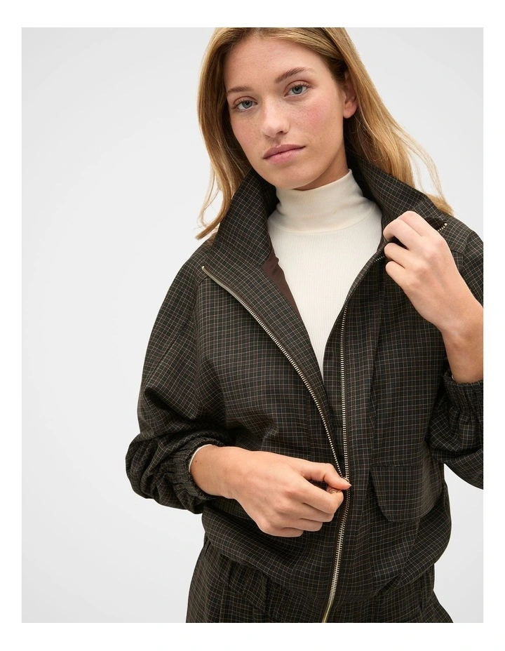 Mini Check Bomber Jacket in Coffee Bean Check image 4