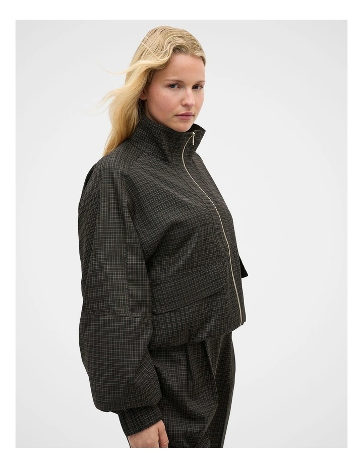 Mini Check Bomber Jacket in Coffee Bean Check image 5