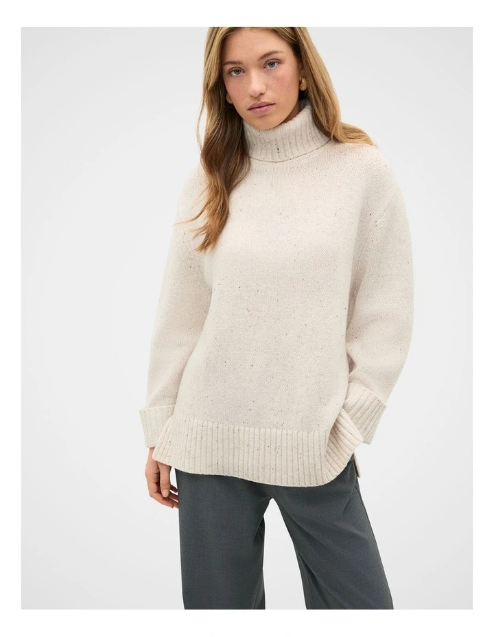 Australian Merino Oversized Roll Neck in Mist Speckle image 1
