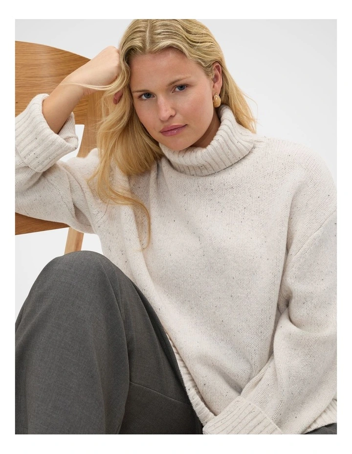 Australian Merino Oversized Roll Neck in Mist Speckle image 5