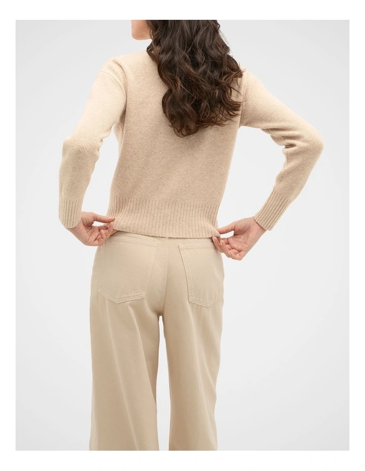 Merino Button Up Knit Cardigan in Sandstone Marle image 2