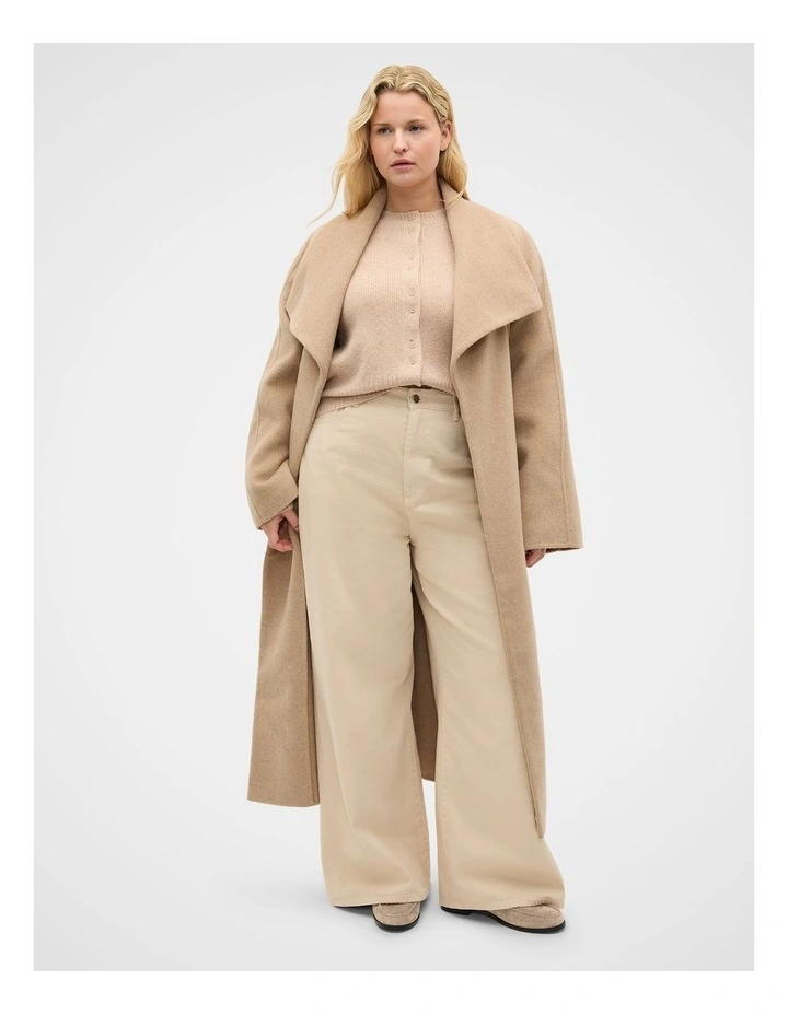 Merino Button Up Knit Cardigan in Sandstone Marle image 6