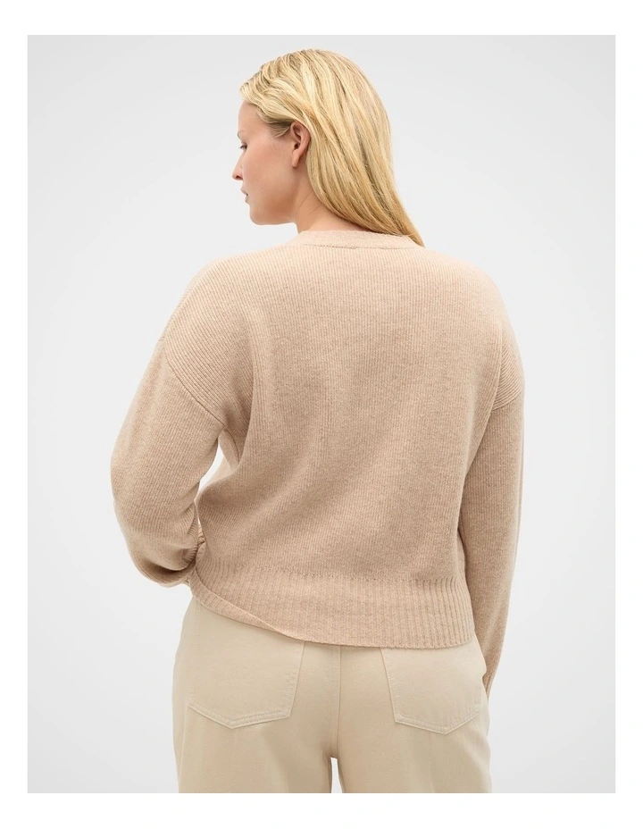 Merino Button Up Knit Cardigan in Sandstone Marle image 7
