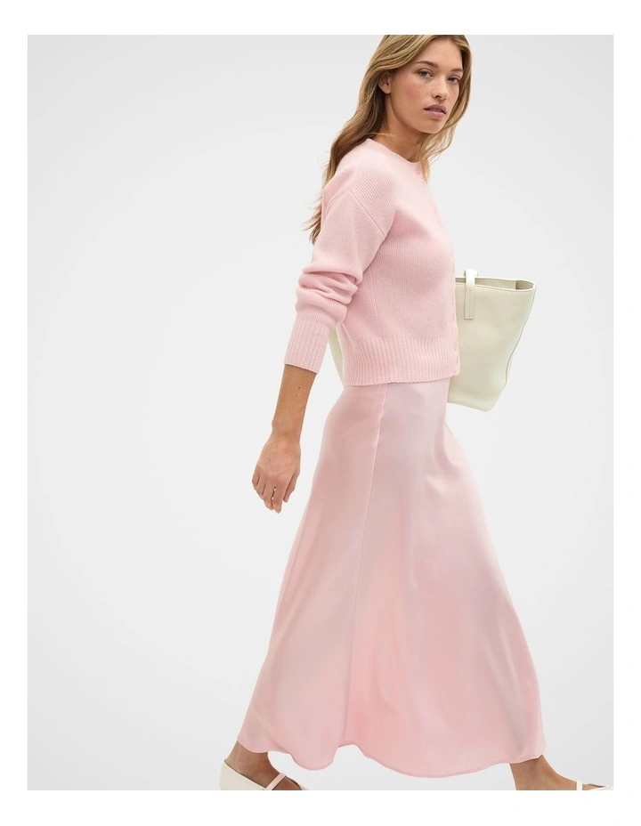 Merino Button Up Knit Cardigan in Pale Blossom image 4