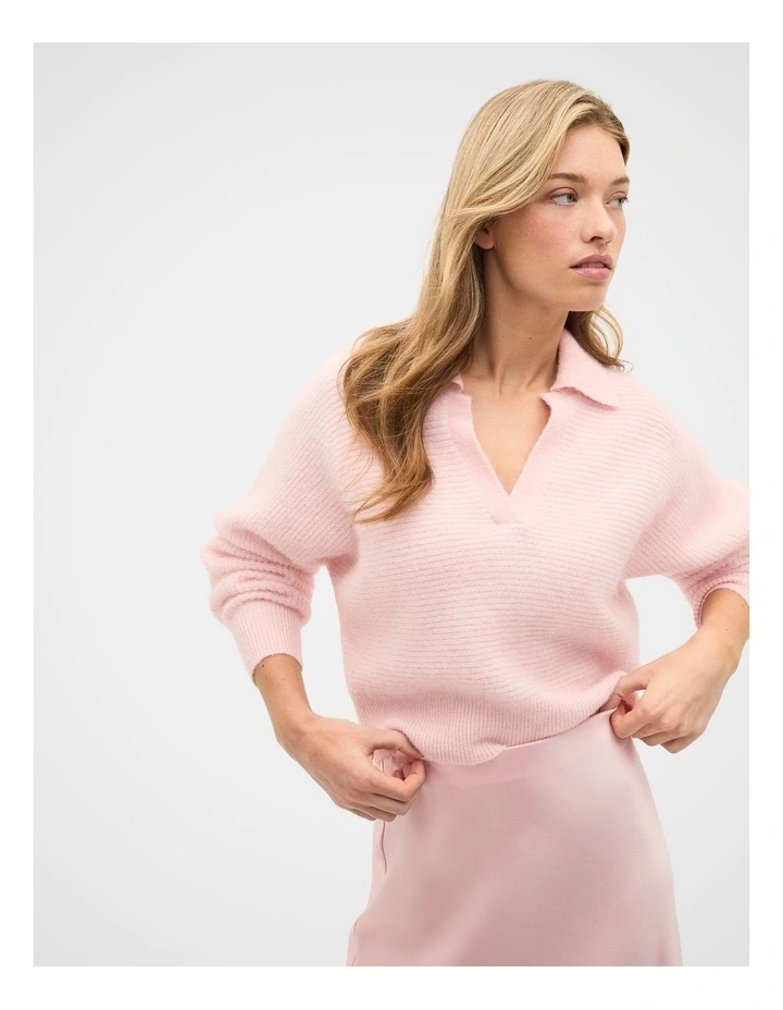 Mohair Blend Polo Knit in Pale Blossom image 1
