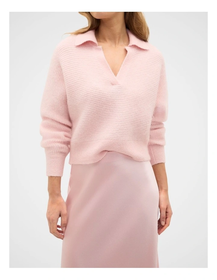 Mohair Blend Polo Knit in Pale Blossom image 4