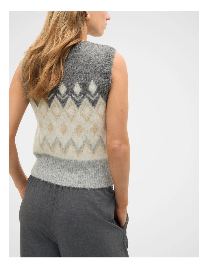 Argyle Knit Vest in Pale Slate Marle image 2