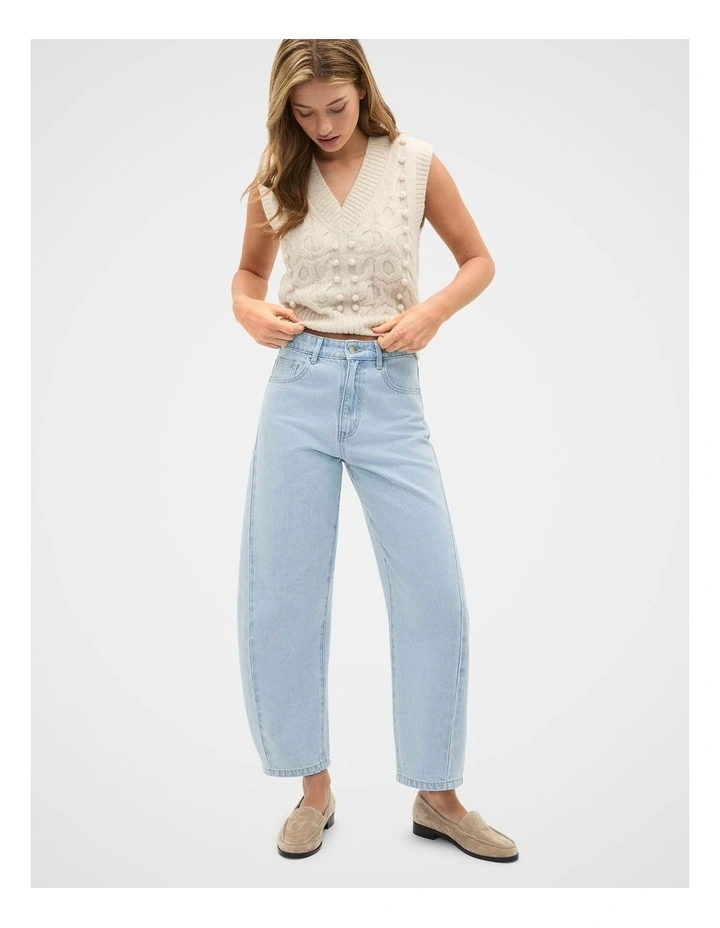 Pom Pom Cable Knit Vest in Mist Marle image 3