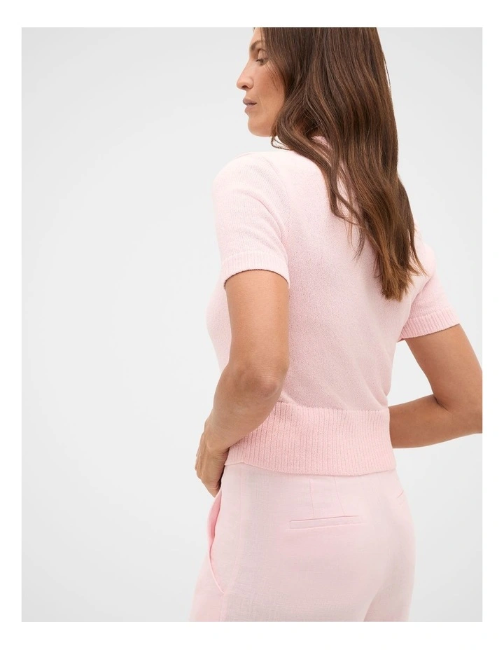 Textured Cotton Blend Cardigan in Pale Blossom image 2