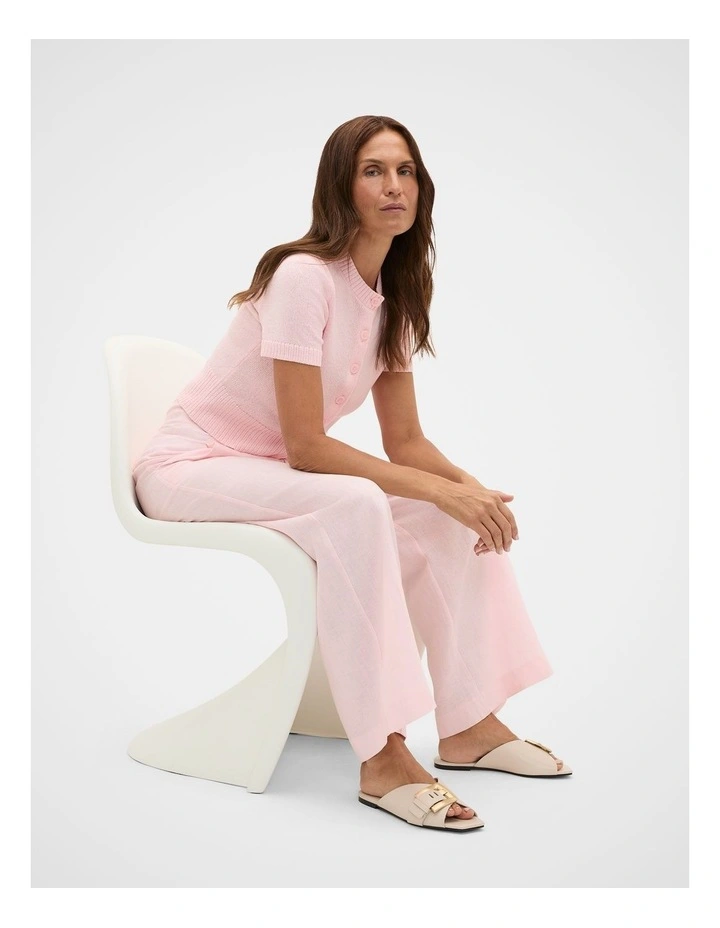 Textured Cotton Blend Cardigan in Pale Blossom image 3