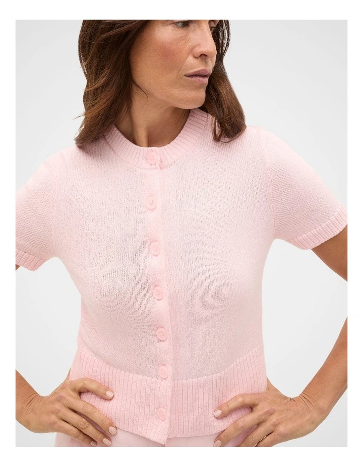 Textured Cotton Blend Cardigan in Pale Blossom image 4