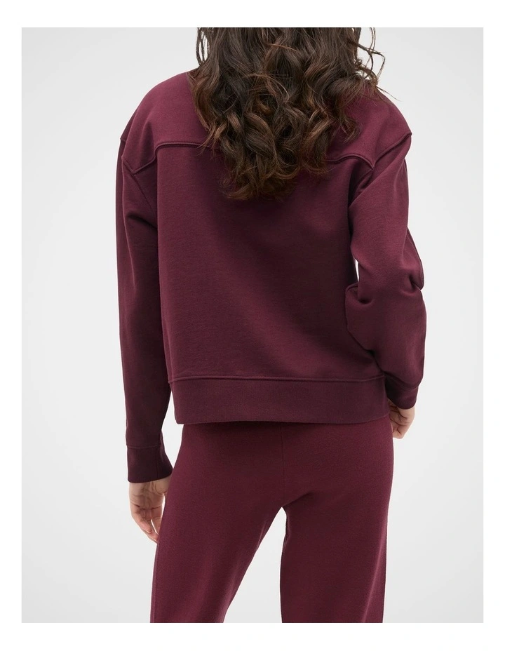 Heritage Zip Sweat in Plum Red image 2