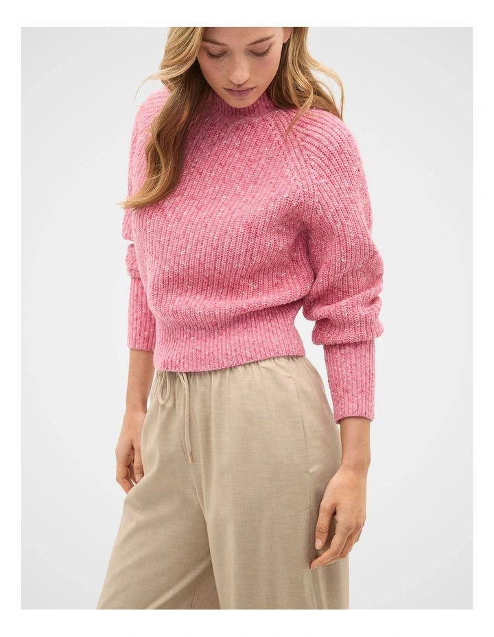 Twist Knit Cropped Sweater in Bubblegum Pink Twist image 1