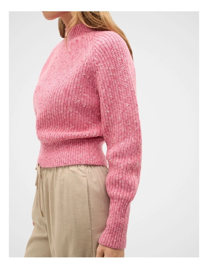 Twist Knit Cropped Sweater in Bubblegum Pink Twist image 4