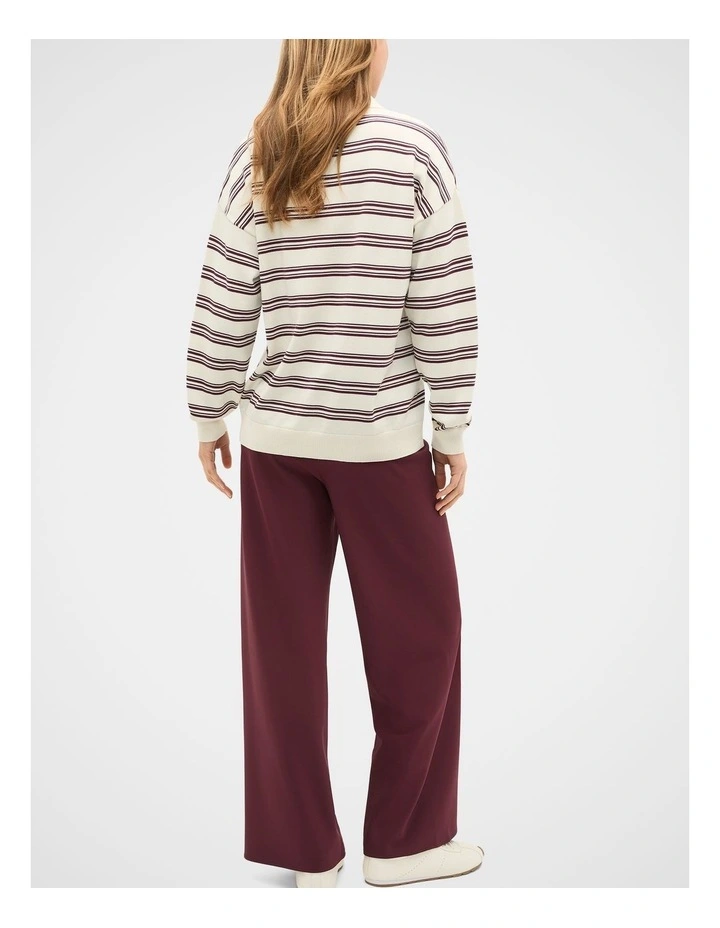 Variegated Stripe Polo Knit in Plum Red Stripe image 2