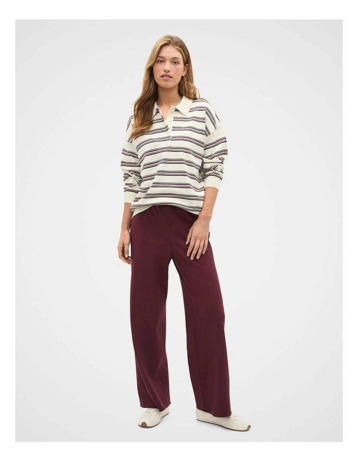 Variegated Stripe Polo Knit in Plum Red Stripe image 3