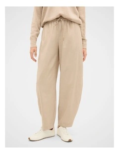 Soft Suiting Barrel Leg Pant in Sandstone Crossdye
